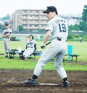ホームランを放った飯沼